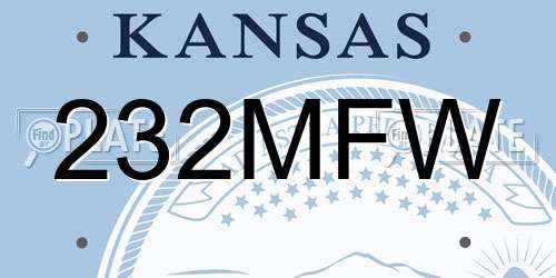 232MFW Kansas License Plate