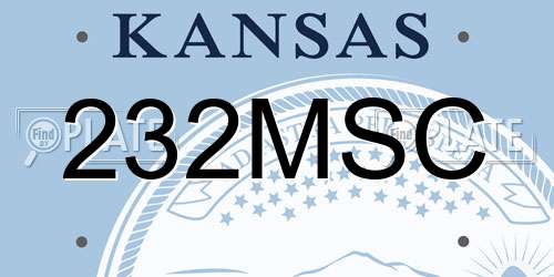 232MSC Kansas License Plate