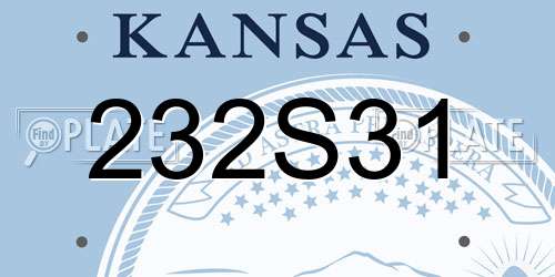 232S31 Kansas License Plate