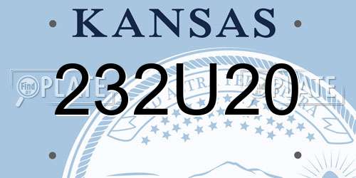 232U20 Kansas License Plate