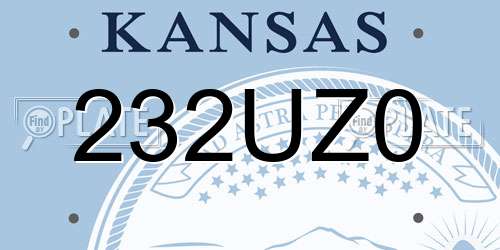 232UZ0 Kansas License Plate