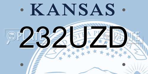 232UZD Kansas License Plate