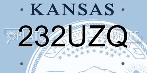 232UZQ Kansas License Plate