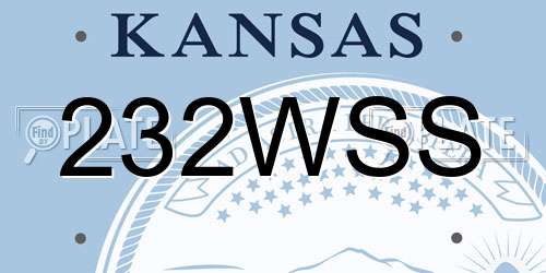 232WSS Kansas License Plate