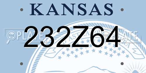 232Z64 Kansas License Plate