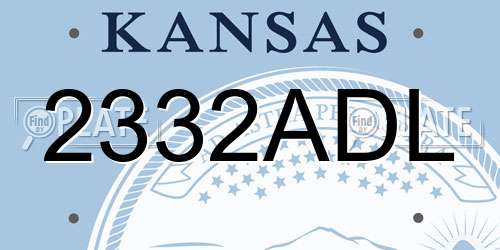 2332ADL Kansas License Plate