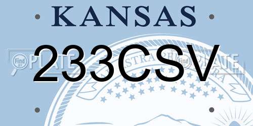 233CSV Kansas License Plate