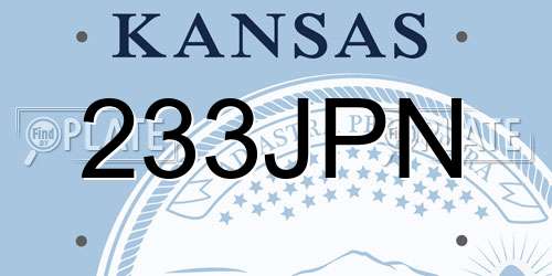 233JPN Kansas License Plate