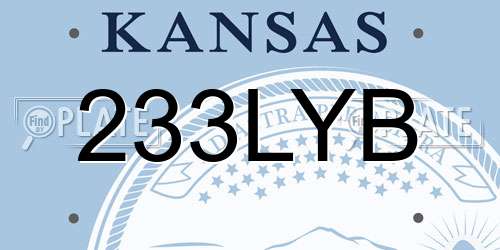 233LYB Kansas License Plate