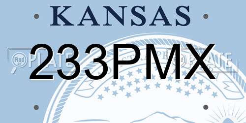 233PMX Kansas License Plate