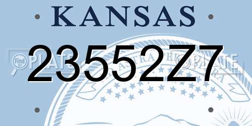 23552Z7 Kansas License Plate