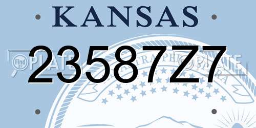 23587Z7 Kansas License Plate