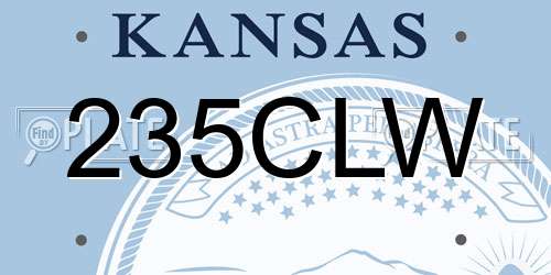 235CLW Kansas License Plate