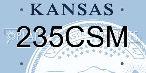 235CSM Kansas License Plate