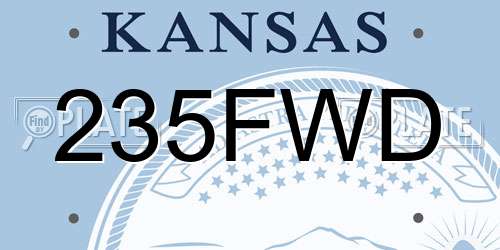 235FWD Kansas License Plate