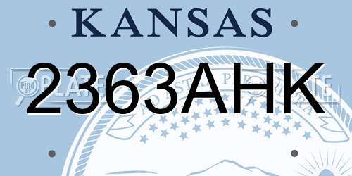 2363AHK Kansas License Plate