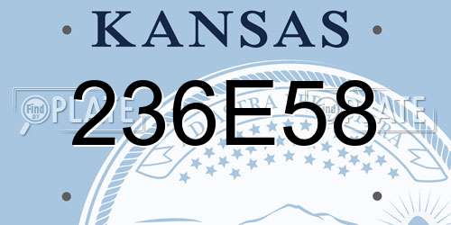 236E58 Kansas License Plate