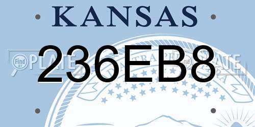 236EB8 Kansas License Plate