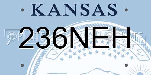 236NEH Kansas License Plate