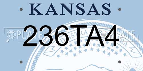 236TA4 Kansas License Plate