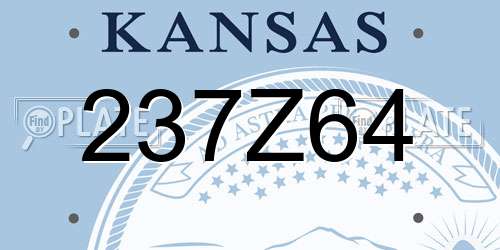 237Z64 Kansas License Plate