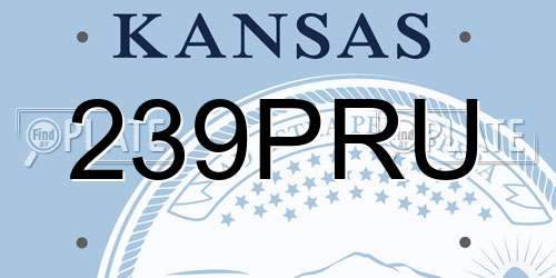 239PRU Kansas License Plate
