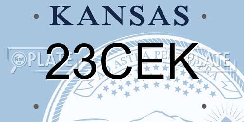 23CEK Kansas License Plate