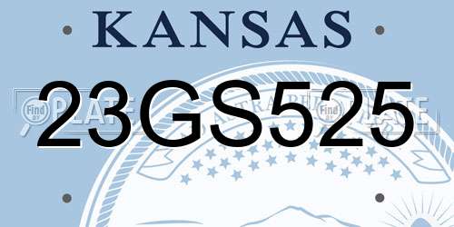23GS525 Kansas License Plate