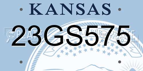 23GS575 Kansas License Plate