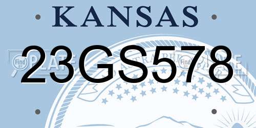 23GS578 Kansas License Plate