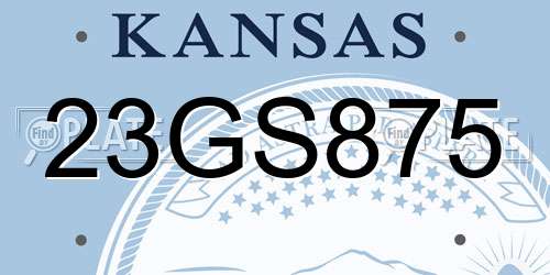23GS875 Kansas License Plate