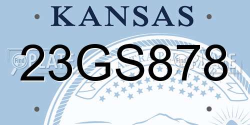 23GS878 Kansas License Plate