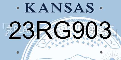 23RG903 Kansas License Plate