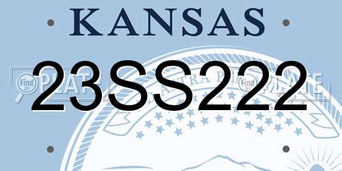 23SS222 Kansas License Plate