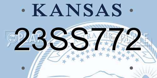 23SS772 Kansas License Plate