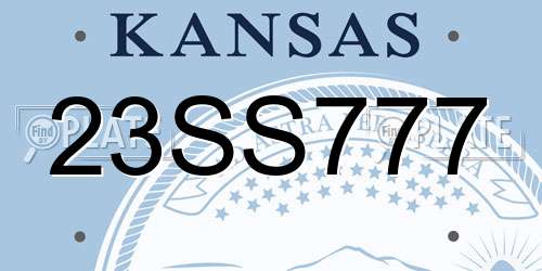 23SS777 Kansas License Plate