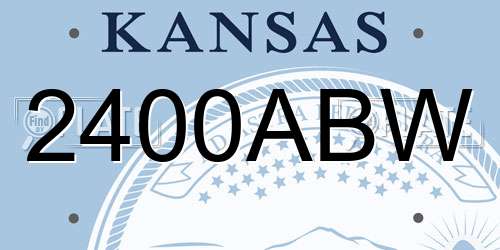 2400ABW Kansas License Plate