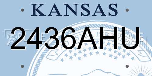 2436AHU Kansas License Plate