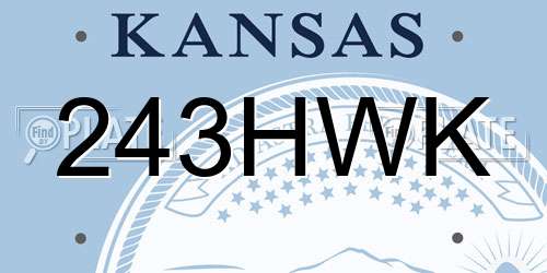 243HWK Kansas License Plate