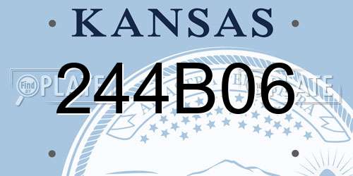 244B06 Kansas License Plate