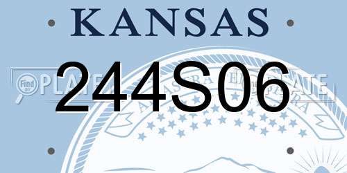 244S06 Kansas License Plate