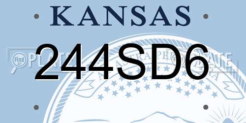 244SD6 Kansas License Plate