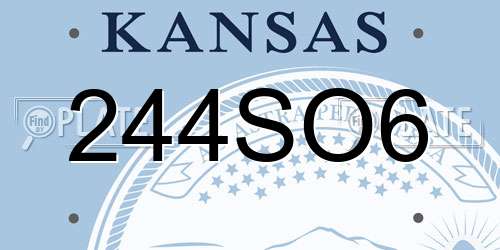 244SO6 Kansas License Plate