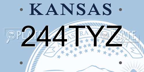 244TYZ Kansas License Plate