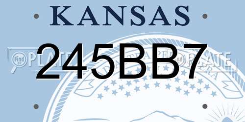 245BB7 Kansas License Plate