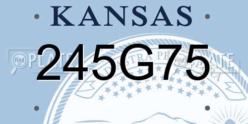 245G75 Kansas License Plate