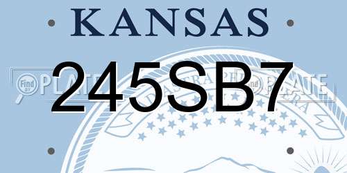 245SB7 Kansas License Plate