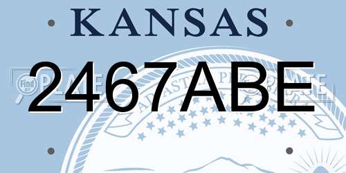 2467ABE Kansas License Plate