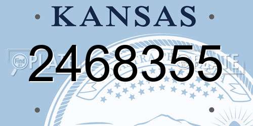 2468355 Kansas License Plate