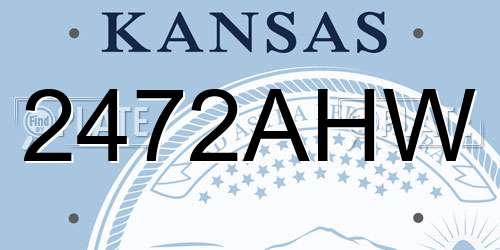 2472AHW Kansas License Plate